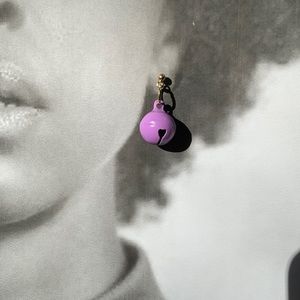 Hand Crafted Purple Bell Ball Drop Earrings
